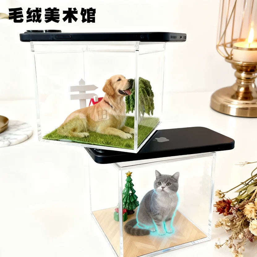 Pet holographic digital house, pet commemorative ornament, high light transmission material holographic image pet DIY