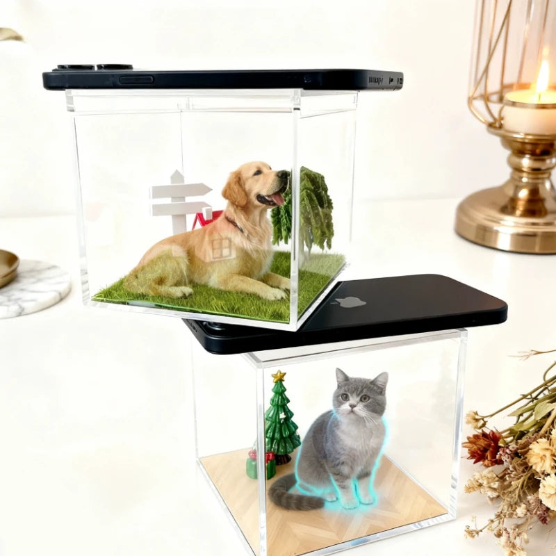 Pet holographic digital house, pet commemorative ornament, high light transmission material holographic image pet DIY