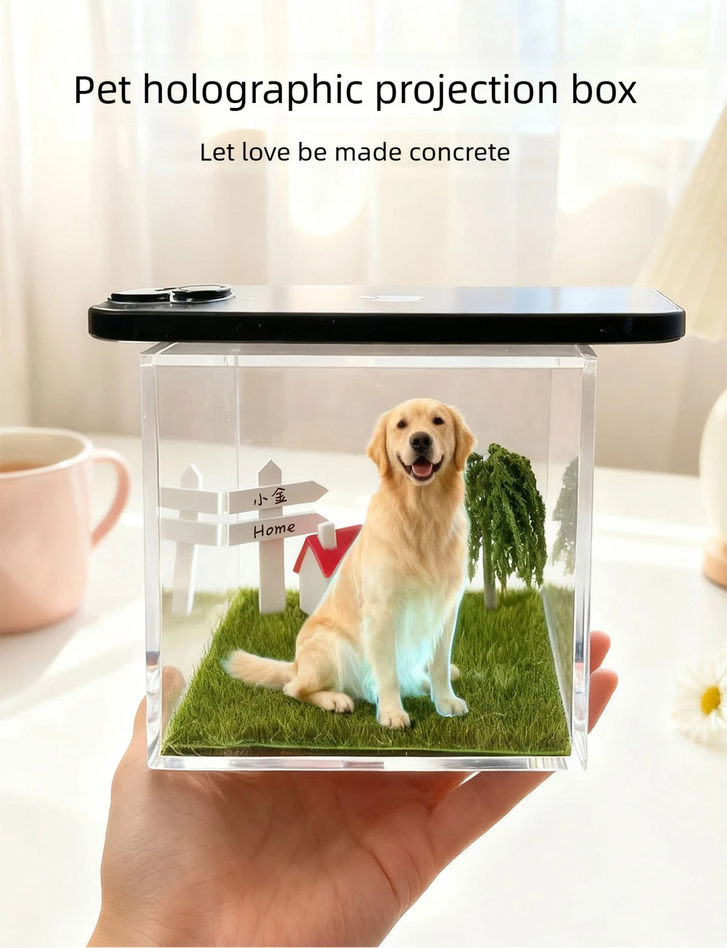 Pet holographic digital house, pet commemorative ornament, high light transmission material holographic image pet DIY