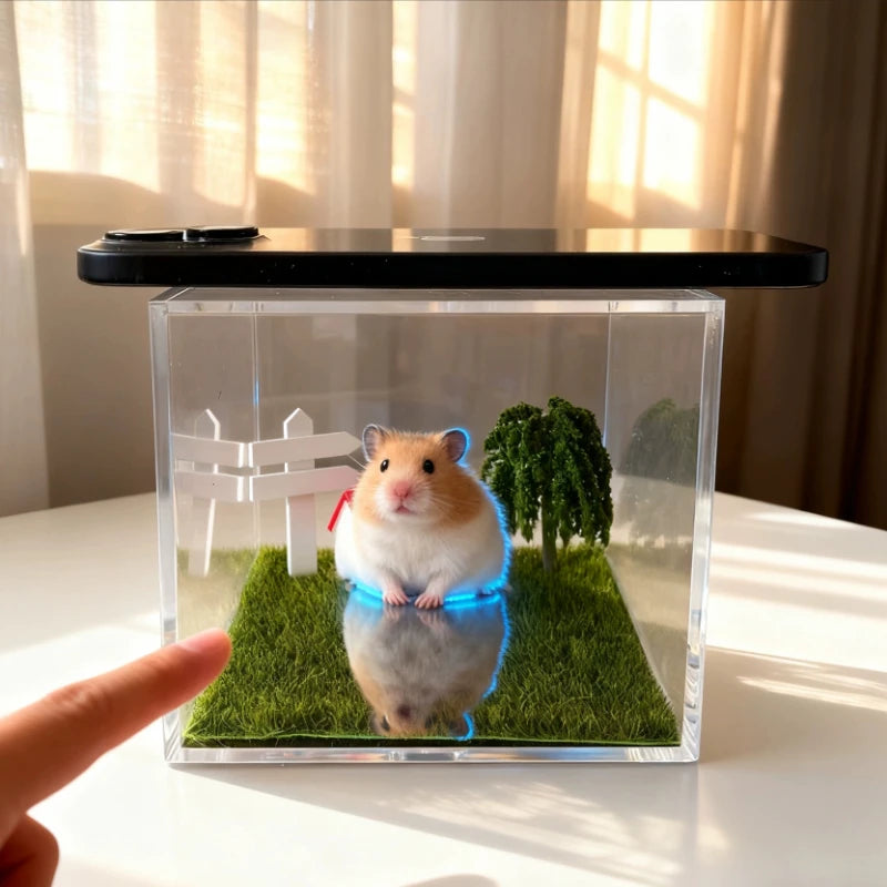 Pet holographic digital house, pet commemorative ornament, high light transmission material holographic image pet DIY