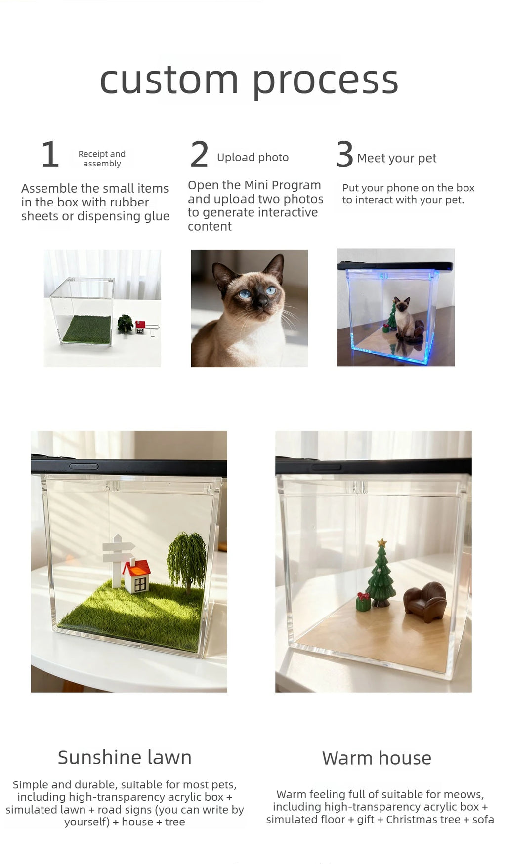 Pet holographic digital house, pet commemorative ornament, high light transmission material holographic image pet DIY